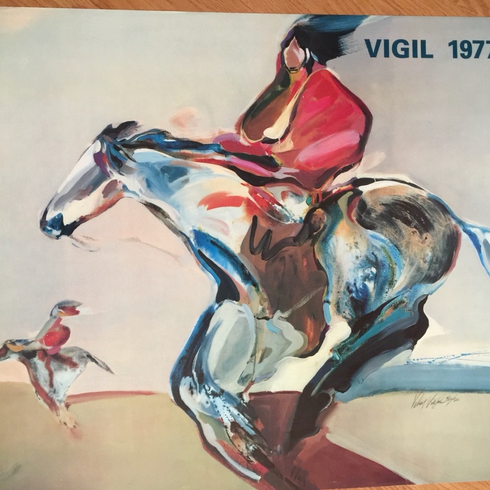 Vigil 1977 gallery, print Vibrant Horse and Rider Art Print